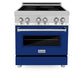 ZLINE 30 in. 4.0 cu. ft. Legacy Induction Range with 4 Element Cooktop and Electric Oven in Stainless Steel and Blue Gloss Door, Open Box-Great Condition