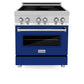 ZLINE 30 in. 4.0 cu. ft. Legacy Induction Range with 4 Element Cooktop and Electric Oven in Stainless Steel and Blue Gloss Door, Open Box-Good Condition