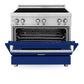 ZLINE 36 in. 4.6 cu. ft. Legacy Induction Range with 5 Element Cooktop and Electric Oven in Stainless Steel and Blue Gloss Door, Open Box-Good Condition