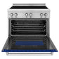 ZLINE 36 in. 4.6 cu. ft. Legacy Induction Range with 5 Element Cooktop and Electric Oven in Stainless Steel and Blue Gloss Door, Open Box-Good Condition