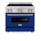 ZLINE 36 in. 4.6 cu. ft. Legacy Induction Range with 5 Element Cooktop and Electric Oven in Stainless Steel and Blue Gloss Door, Open Box-Great Condition