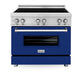 ZLINE 36 in. 4.6 cu. ft. Legacy Induction Range with 5 Element Cooktop and Electric Oven in Stainless Steel and Blue Gloss Door, Open Box-Good Condition