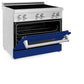 ZLINE 36 in. 4.6 cu. ft. Legacy Induction Range with 5 Element Cooktop and Electric Oven in Stainless Steel and Blue Gloss Door, Open Box-Good Condition