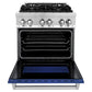ZLINE 30 in. Kitchen Package with Stainless Steel Dual Fuel Range with Blue Matte Door and Convertible Vent Range Hood (2KP-RABMRH30)