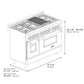 ZLINE 48 in. 6.0 cu. ft. Legacy Dual Fuel Range with 7 Burner Gas Cooktop and 2 Electric Ovens in Stainless Steel and Blue Matte Doors (RA-BM-48) dimensional diagram.