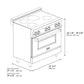 ZLINE 36 in. 4.6 cu. ft. Legacy Induction Range with 5 Element Cooktop and Electric Oven in Stainless Steel and Blue Matte Door, Open Box-Good Condition dimensional diagram.