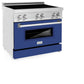 ZLINE 36 in. 4.6 cu. ft. Legacy Induction Range with 5 Element Cooktop and Electric Oven in Stainless Steel and Blue Matte Door, Open Box-Good Condition