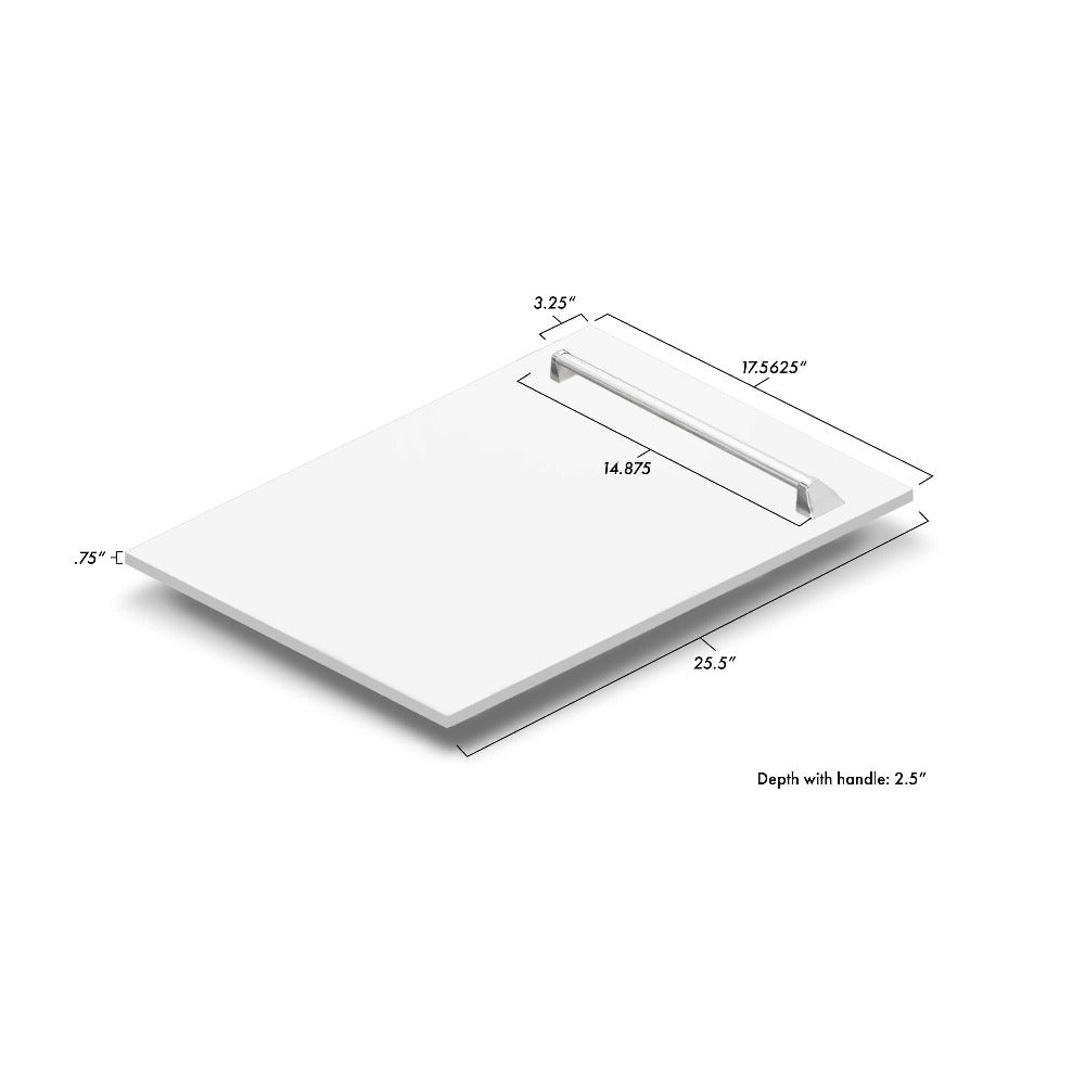 ZLINE 18 in. Tallac Series 3rd Rack Top Control Built-In Dishwasher in White Matte with Stainless Steel Tub, 51dBa (DWV-WM-18) dimensional diagram with measurements.