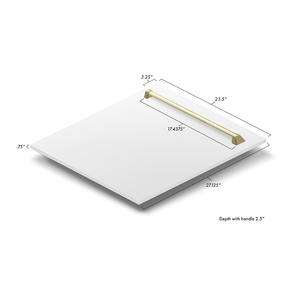 ZLINE Autograph Edition 24 in. Tallac Dishwasher Panel in White Matte with Accented Handle (DPVZ-WM-24) 