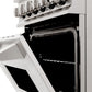 ZLINE 24 in. 2.8 cu. ft. Legacy Dual Fuel Range with Gas Cooktop and Electric Convection Oven in Stainless Steel with 4 Brass Burners (RA-BR-24) knobs and door open.