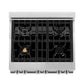 ZLINE 30 in. 4.0 cu. ft. Legacy Dual Fuel Range with Gas Cooktop and Electric Convection Oven in Stainless Steel with 4 Brass Burners (RA-BR-30) top-down, above cooktop.