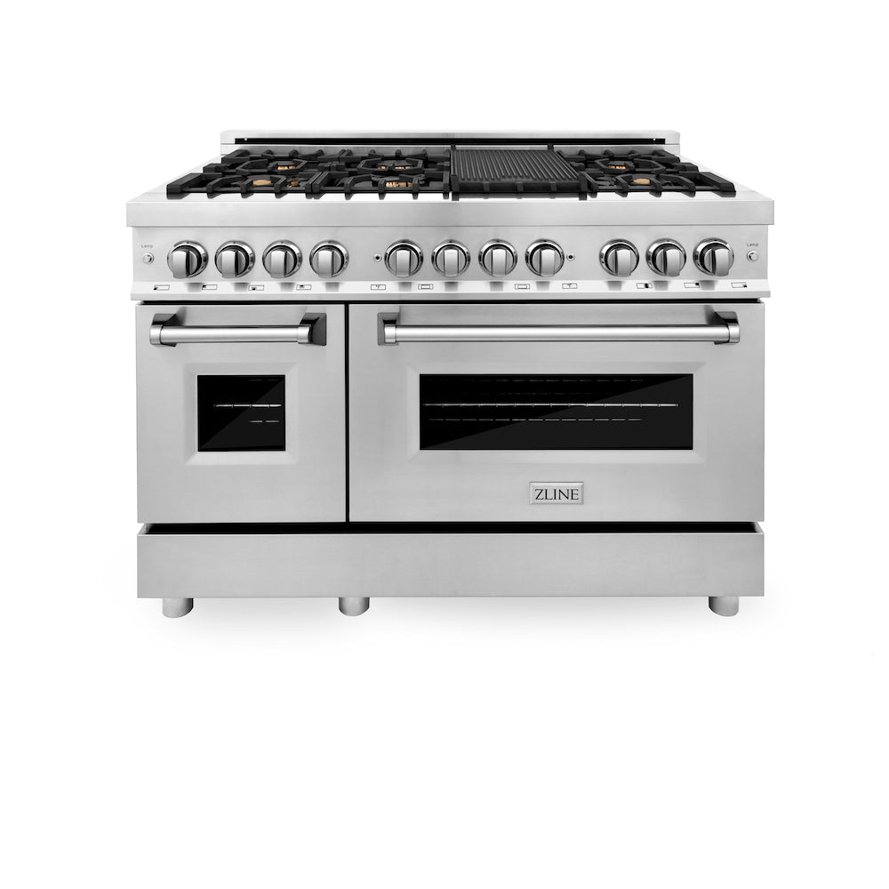 ZLINE 48 in. Professional Dual Fuel Range in Stainless Steel with Brass Burners (RA-BR-48)