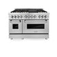 ZLINE 48 in. 6.0 cu. ft. Legacy Dual Fuel Range with Gas Cooktop and 2 Electric Ovens in Stainless Steel with 6 Brass Burners and Griddle (RA-BR-GR-48) front, oven closed.