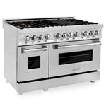 ZLINE 48 in. 6.0 cu. ft. Legacy Dual Fuel Range with Gas Cooktop and 2 Electric Ovens in Stainless Steel with 6 Brass Burners (RA-BR-48)
