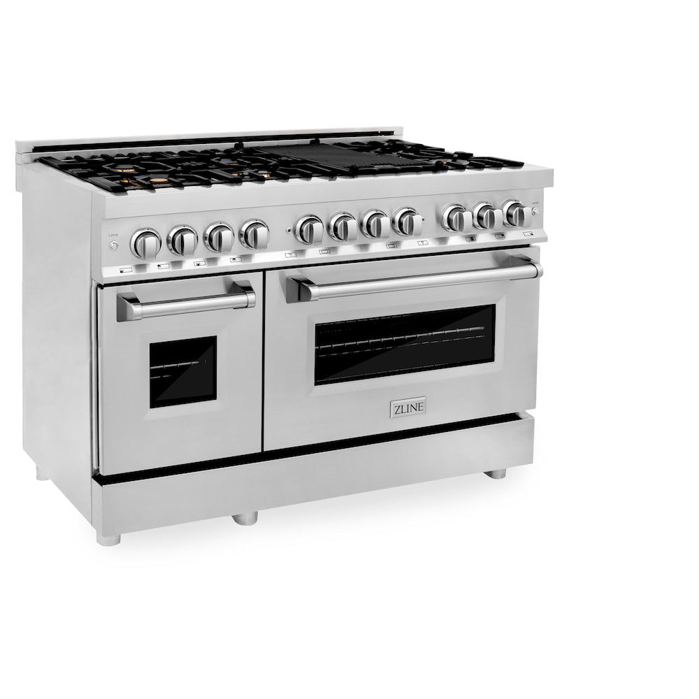 ZLINE 48 in. Professional Dual Fuel Range in Stainless Steel with Brass Burners (RA-BR-48)