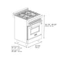 ZLINE 24 in. 2.8 cu. ft. Legacy Dual Fuel Range with 4 Burner Gas Cooktop and Electric Convection Oven in Stainless Steel (RA24) dimensional diagram.