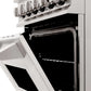 ZLINE 24 in. 2.8 cu. ft. Legacy Dual Fuel Range with 4 Burner Gas Cooktop and Electric Convection Oven in Stainless Steel (RA24) knobs and door open.