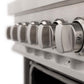 ZLINE 24 in. 2.8 cu. ft. Legacy Dual Fuel Range with 4 Burner Gas Cooktop and Electric Convection Oven in Stainless Steel (RA24) knobs.