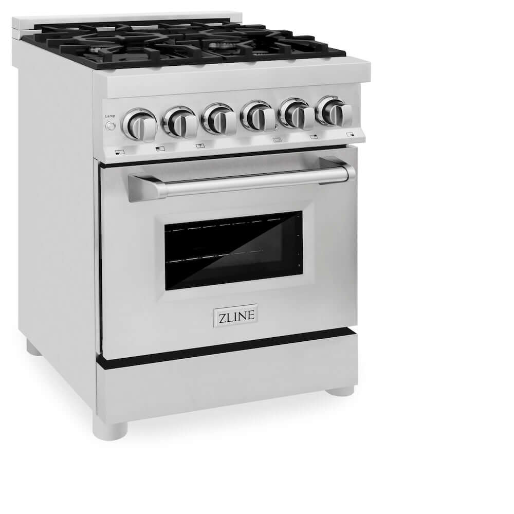 ZLINE 24 in. 2.8 cu. ft. Dual Fuel Range with Gas Stove and Electric Oven in Stainless Steel (RA24)