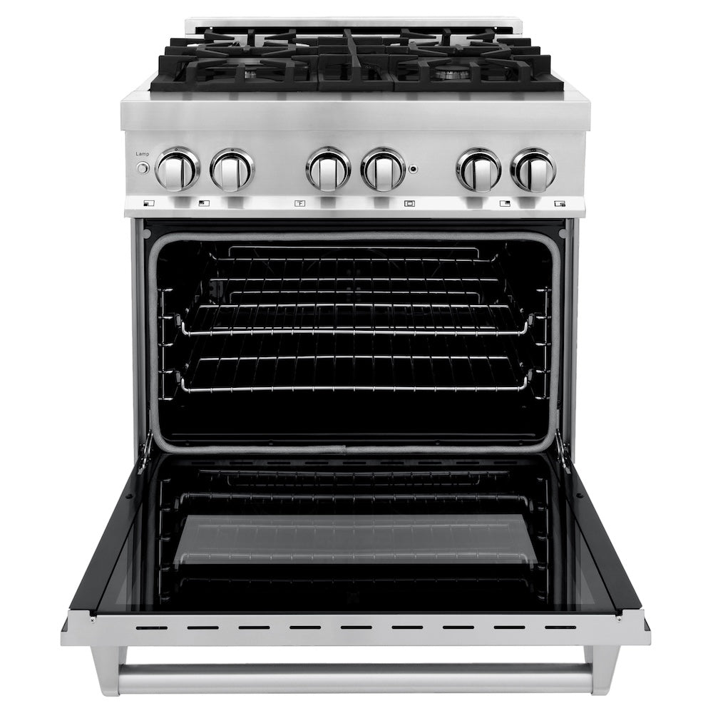 ZLINE 30 in. 4.0 cu. ft. Legacy Dual Fuel Range with 4 Burner Gas Cooktop and Electric Convection Oven in Stainless Steel, Open Box-Excellent Condition