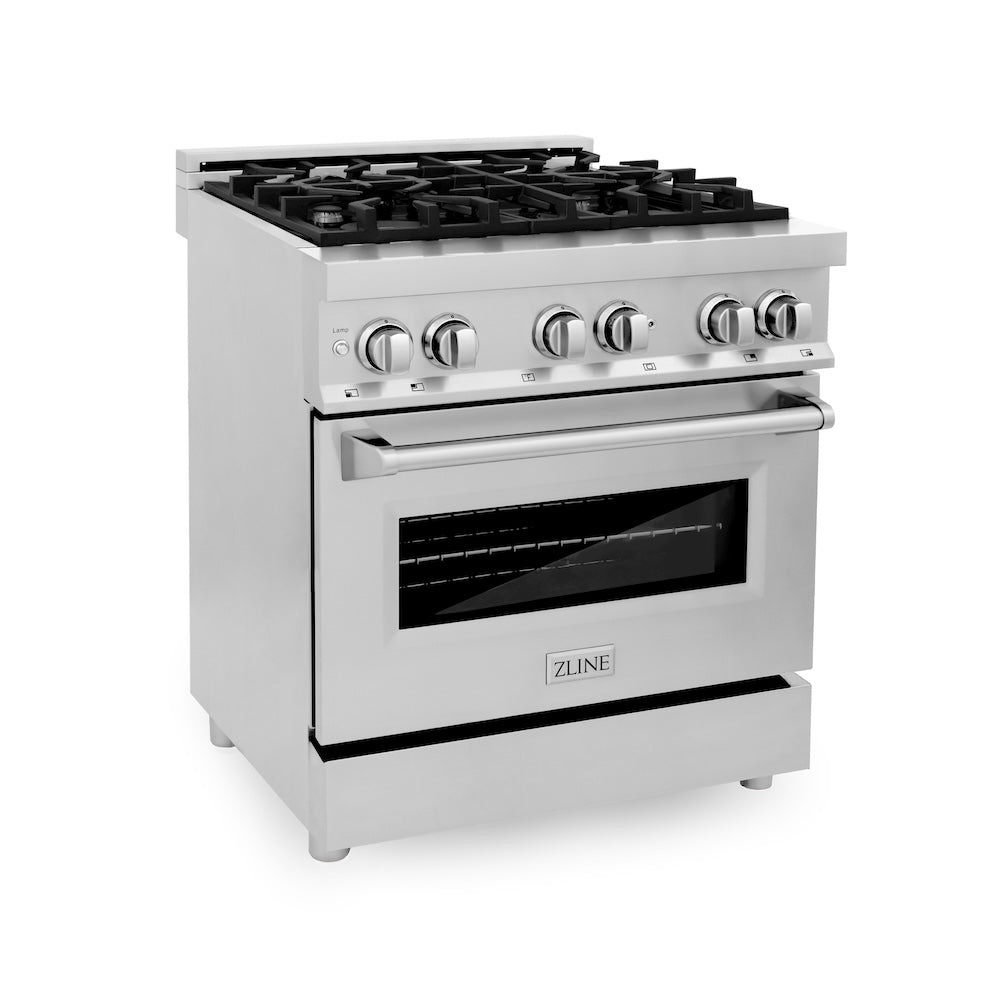 ZLINE 30 in. 4.0 cu. ft. Legacy Dual Fuel Range with 4 Burner Gas Cooktop and Electric Convection Oven in Stainless Steel, Open Box-Excellent Condition main image.
