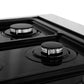ZLINE 36 in. 4.6 cu. ft. Legacy Dual Fuel Range with 6 Burner Gas Cooktop and Electric Convection Oven in Stainless Steel (RA36) black porcelain cooktop and burners without grates.