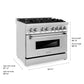 ZLINE 36 in. 4.6 cu. ft. Legacy Dual Fuel Range with 6 Burner Gas Cooktop and Electric Convection Oven in Stainless Steel (RA36) dimensional diagram.