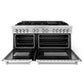 ZLINE 60 in. 7.4 cu. ft. Legacy Dual Fuel Range with 9 Burner Gas Cooktop and 2 Electric Convection Ovens in Stainless Steel, Open Box-Good Condition