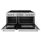 ZLINE 60 in. 7.4 cu. ft. Legacy Dual Fuel Range with 9 Burner Gas Cooktop and 2 Electric Convection Ovens in Stainless Steel (RA60)