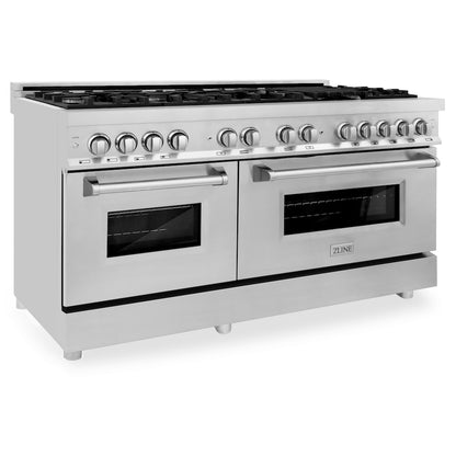 ZLINE 60 in. 7.4 cu. ft. Legacy Dual Fuel Range with 9 Burner Gas Cooktop and 2 Electric Convection Ovens in Stainless Steel, Open Box-Good Condition