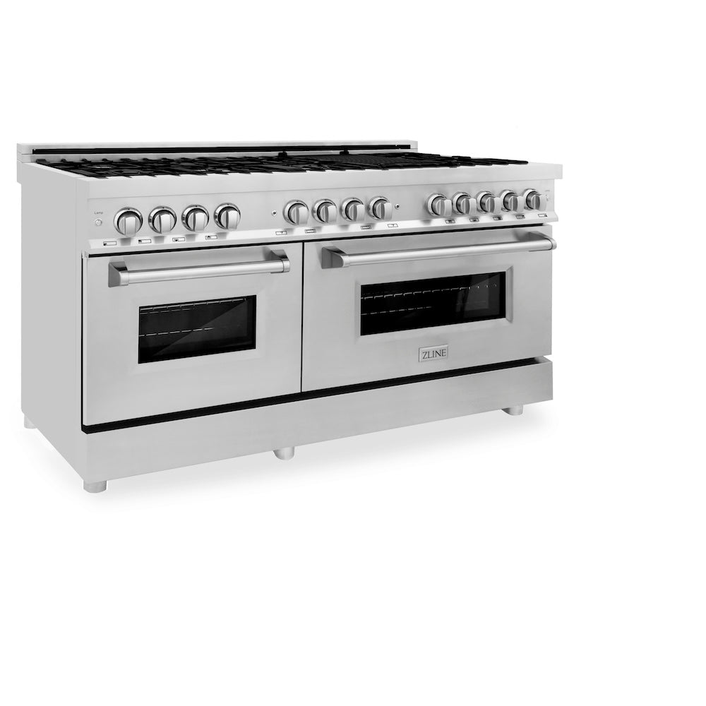 ZLINE 60 in. Kitchen Package with Stainless Steel Dual Fuel Range and Convertible Vent Range Hood (2KP-RARH60)