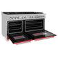 ZLINE 60 in. 7.4 cu. ft. Legacy Dual Fuel Range with 9 Burner Gas Cooktop and 2 Electric Convection Ovens in Satin Stainless Steel and Red Matte Doors (RAS-RM-60)