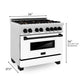 ZLINE Autograph Edition 36 in. 4.6 cu. ft. Legacy Dual Fuel Range with 6 Burner Gas Cooktop and Electric Convection Oven in Satin Stainless Steel with White Matte Door and Matte Black Accents, Open Box-Great Condition