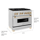 ZLINE Autograph Edition 36 in. 4.6 cu. ft. Legacy Dual Fuel Range with 6 Burner Gas Cooktop and Electric Convection Oven in Stainless Steel and Polished Gold Accents, Open Box-Good Condition dimensional diagram.