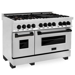 ZLINE Autograph Edition 48 in. 6.0 cu. ft. Legacy Dual Fuel Range with 7 Burner Gas Cooktop and 2 Electric Ovens in Stainless Steel and Matte Black Accents, Open Box-Great Condition main image.