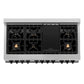ZLINE Autograph Edition 48 in. 6.0 cu. ft. Legacy Dual Fuel Range with 7 Burner Gas Cooktop and 2 Electric Ovens in Stainless Steel and Matte Black Accents, Open Box-Great Condition