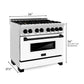 ZLINE Autograph Edition 36 in. 4.6 cu. ft. Legacy Dual Fuel Range with 6 Burner Gas Cooktop and Electric Convection Oven in Stainless Steel with White Matte Door and Matte Black Accents, Open Box-Great Condition