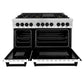 ZLINE Autograph Edition 48 in. Kitchen Package with Stainless Steel Dual Fuel Range with White Matte Door, Range Hood and Dishwasher with Matte Black Accents (3AKP-RAWMRHDWM48-MB)