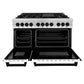 ZLINE Autograph Edition 48 in. 6.0 cu. ft. Legacy Dual Fuel Range with 7 Burner Gas Cooktop and 2 Electric Ovens in Stainless Steel with White Matte Doors and Matte Black Accents, Open Box-Good Condition