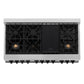 ZLINE Autograph Edition 48 in. Kitchen Package with Stainless Steel Dual Fuel Range with White Matte Door, Range Hood and Dishwasher with Matte Black Accents (3AKP-RAWMRHDWM48-MB)
