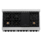 ZLINE Autograph Edition 48 in. 6.0 cu. ft. Legacy Dual Fuel Range with 7 Burner Gas Cooktop and 2 Electric Ovens in Stainless Steel with White Matte Doors and Matte Black Accents, Open Box-Great Condition