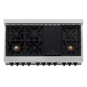ZLINE Autograph Edition 48 in. 6.0 cu. ft. Legacy Dual Fuel Range with 7 Burner Gas Cooktop and 2 Electric Ovens in Stainless Steel with White Matte Doors and Matte Black Accents, Open Box-Great Condition