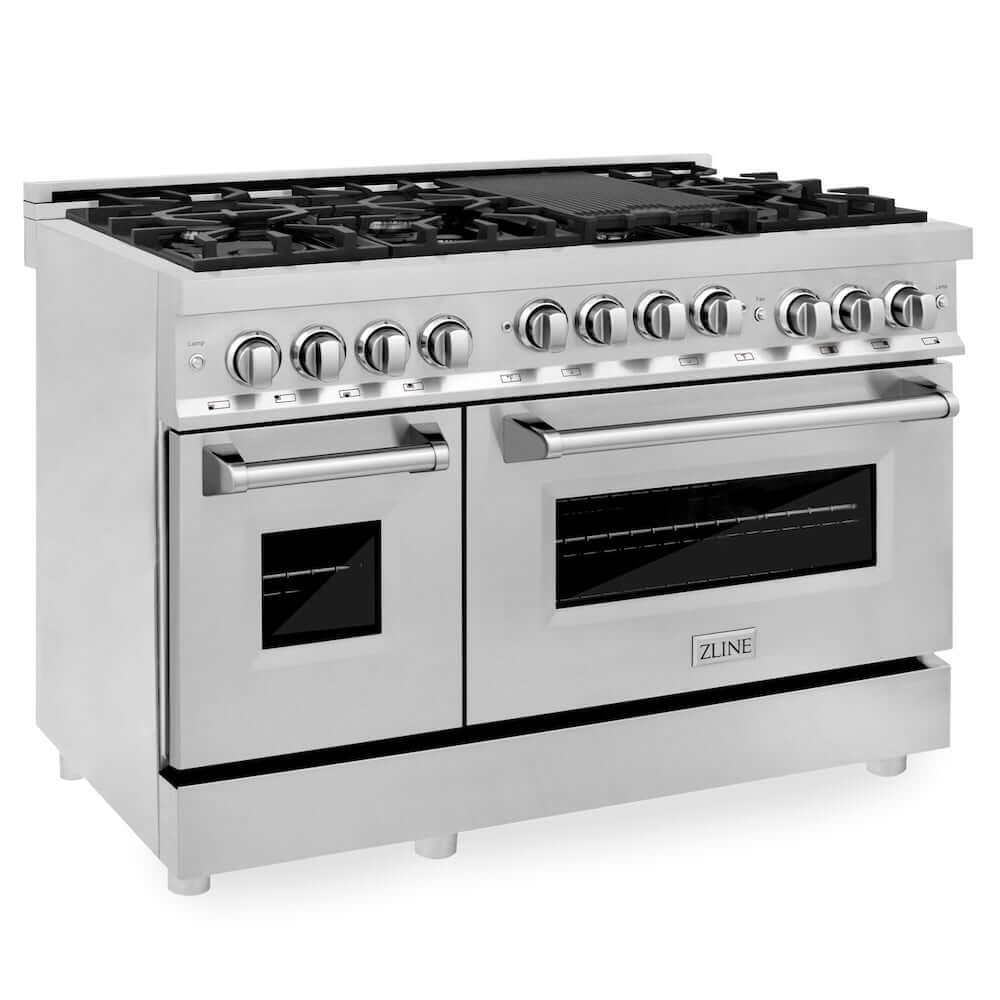 ZLINE 48 in. 6.0 cu. ft. Range with Natural Gas Stove and Natural Gas Oven in Stainless Steel (RG48) main image.