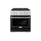 ZLINE 30 in. 4.2 cu. ft. Paramount Dual Fuel Range with 4 Burner DuoPro™ Cooktop and Electric Convection Oven with Black Matte Door (PSDR-BLM-30) front.