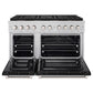 ZLINE 48 in. 6.7 cu. ft. Paramount Dual Fuel Range with 8 Burner DuoPro™ Cooktop and Dual Ovens with Black Matte Doors (PSDR-BLM-48) front, oven open.