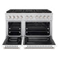 ZLINE 48 in. 6.7 cu. ft. Paramount Dual Fuel Range with 8 Burner DuoPro™ Cooktop and Dual Ovens with White Matte Doors (PSDR-WM-48) front, oven open.