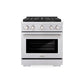 ZLINE 30 in. 4.2 cu. ft. Paramount Dual Fuel Range with 4 Burner DuoPro™ Cooktop and Electric Convection Oven in Stainless Steel (PSDR30) front.