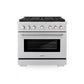 ZLINE 36 in. 5.2 cu. ft. Paramount Dual Fuel Range with 6 Burner DuoPro™ Cooktop and Electric Convection Oven in Stainless Steel (PSDR36) front.