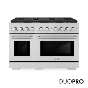 ZLINE 48 in. 6.7 cu. ft. Paramount Dual Fuel Range with 8 Burner DuoPro™ Cooktop and Dual Ovens in Stainless Steel, Open Box-Great Condition main image.