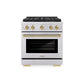 ZLINE Autograph Edition 30 in. 4.2 cu. ft. Paramount Dual Fuel Range with 4 Burner DuoPro™ Cooktop and Electric Convection Oven in Stainless Steel with Champagne Bronze Accents, Open Box-Good Condition